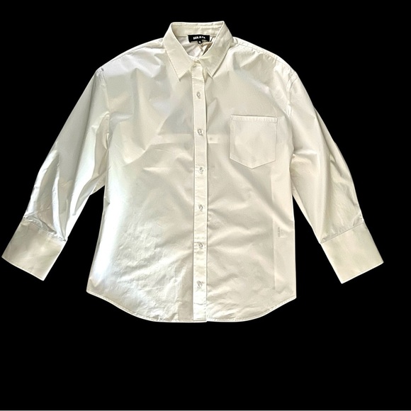 Reformation SER.O.YA NWT White Button Down Shirt Crisp Size X Large - Picture 3 of 12